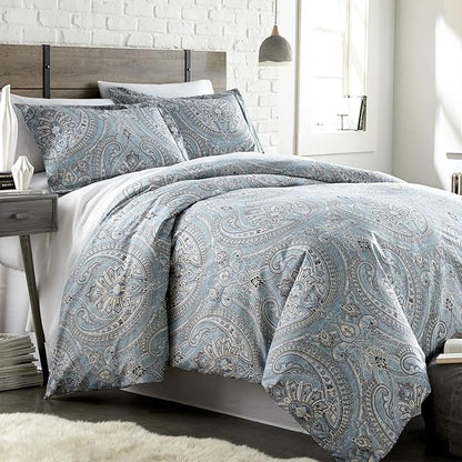 Southshore Fine Living, Inc. Oversized Full/Queen Size Comforter Bedding Set, Boho Paisley Bedding, Full Size/Queen Bed Comforter Set with 2 Matching Shams, Pure Melody Aqua