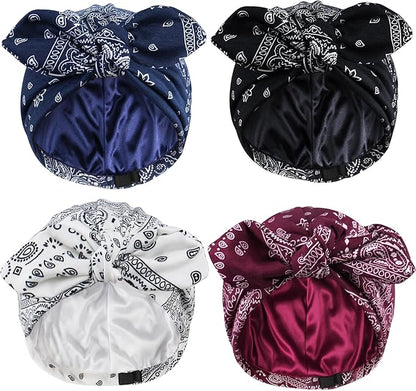 Ababalaya Satin Lined Beanies for Women Chemo Headwear Silky Lined Cotton Sleeping Cap