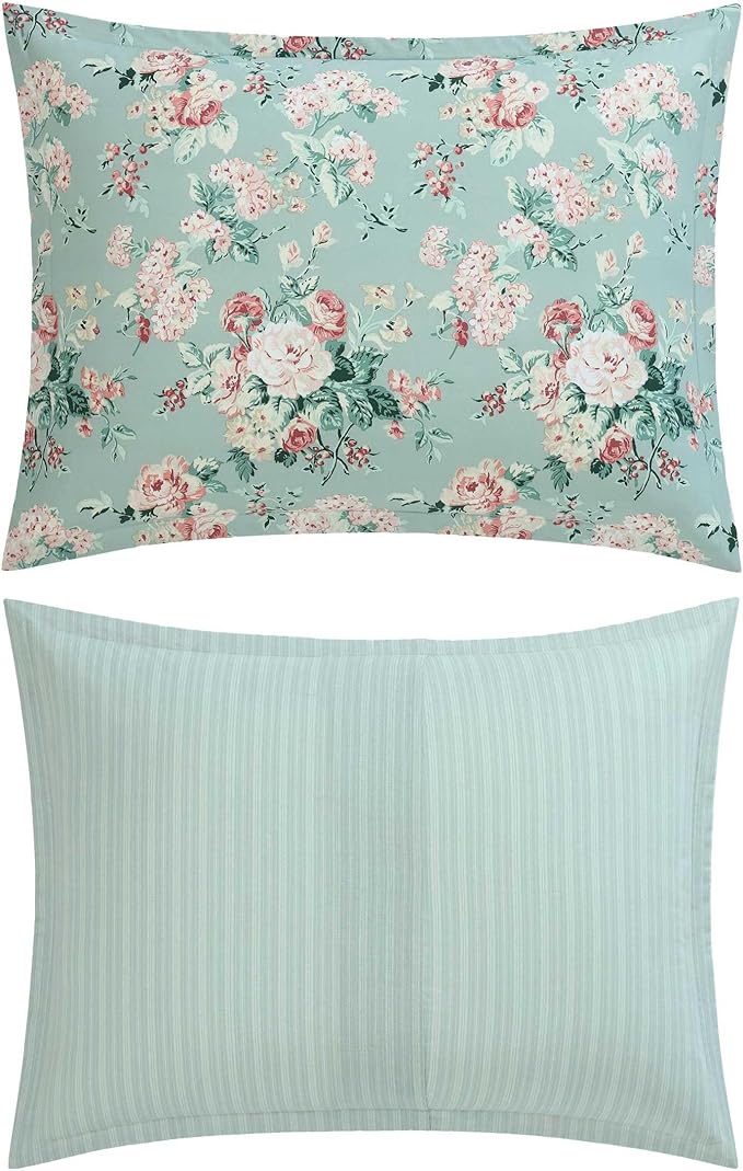 Laura Ashley - Comforter Set, Luxurious Bedding with Matching Shams, Soft & Serene Room Essentials (Rosemoore Teal, Full/Queen)