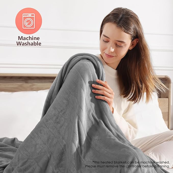 Heated Blanket Full Size Electric Blanket 72" X 84" with 5 Heating Levels & 10 Hours Auto Off, Double-Sided Premium Flannel Heating Blanket, ETL & FCC Certified, Machine Washable, Warm Gift