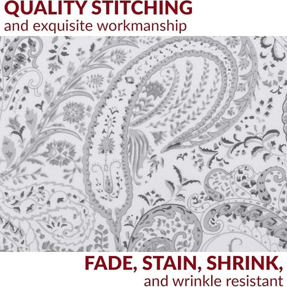 Mellanni Pillow Cases - Luxury, Extra Soft, Cooling Pillow Covers - 2 PC Iconic Collection Pillowcases - Envelope Closure (Standard/Queen 20" x 30", Paisley Gray)
