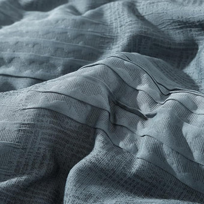 MaiRêve King Comforter Set Dusty Blue, Textured Design Crinkle Bedding Sets 7 Pieces, All Season Bed in A Bag with Comforter, Sheets, Pillowcases & Shams