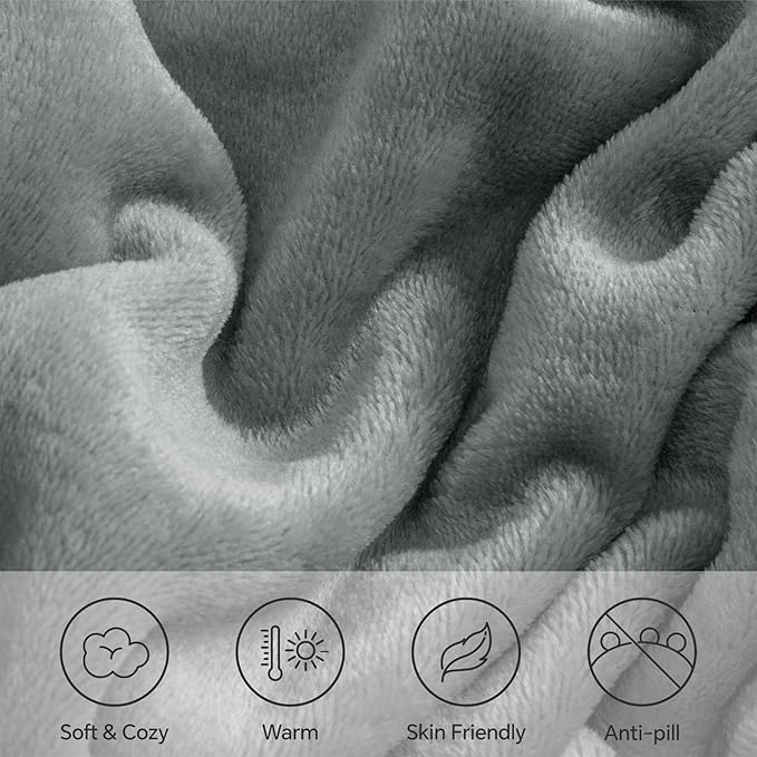 BEDELITE Flannel Sheets Full Size Grey - Super Soft Fleece Sheets Set Fluffy Extra Plush, 4 Piece(Include Fitted Sheet, Flat Sheet, 2 Pillowcases)