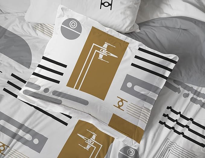 Jay Franco Comforter Set Includes Sheets and Pillow Covers - Soft and Cozy Bed Set for Stylish Room Decor, White - Star Wars, 7 Piece Full Size Bedding
