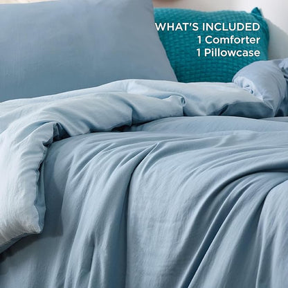 Bedsure Twin/Twin XL Comforter Set, Mineral Blue Soft Prewashed Bedding for All Seasons, 2 Pieces GentleSoft™ Bed Set, 1 Lightweight Comforter (68"x88") and 1 Pillowcase (20"x26")
