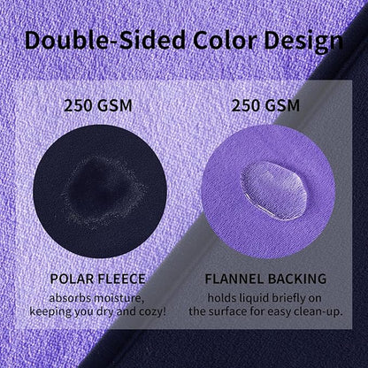 QiyI Waterproof Blanket for Bed Queen Size, Reversible Washable Pet-Friendly Flannel Throw Blanket, Leakproof Stain-Resistant Furniture Protector for Travel & Camping, 60"x80", Dk Purple/Lt Purple