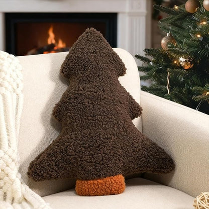 Artmag Christmas Pillows, Decorative Christmas Tree Pillow Stuffed Tree Shaped Plush Pillow for Holiday Party Sofa Living Room Decoration (15.5" x 14.5", Brown)