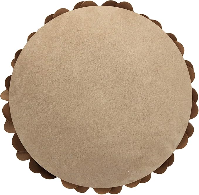Contempo Lifestyles Flower Pillow – Decorative Pillow 3D Round Throw Pillows for Home Décor – Handmade Sweetheart Flower Pillow for Bed & Couch-Sunflower Pillow - 16 Inch Latte