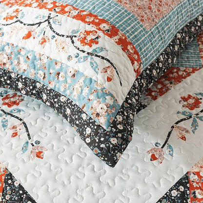 BEDIFANY Twin Size Bedspread Sets, Floral Cotton Lightweight Quilt Twin XL Size (68 x 86 inch) Garden Style Quilt Bedding Sets for All Seasons, 2 Pieces