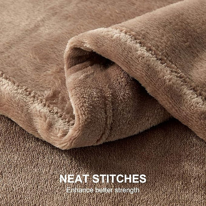 Hansleep Fleece Queen Blanket for Bed Fleece Camel, Queen Size Super Soft Flannel Fuzzy, Plush Cozy Blanket for All Seasons, Camel, Queen 90x90 Inches