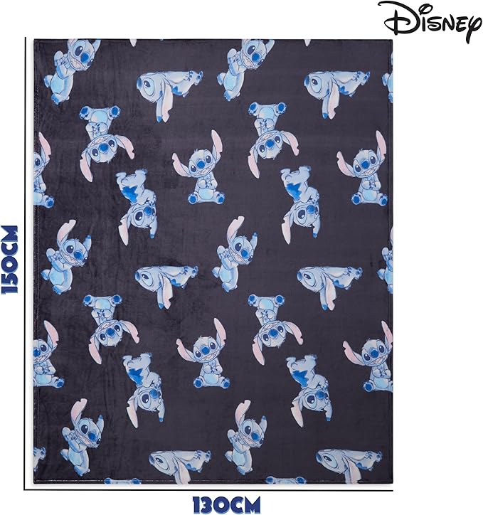 Disney Stitch Throw Blanket Soft Fleece Blanket Bedroom Accessories 59 x 51” (Blue Stitch)