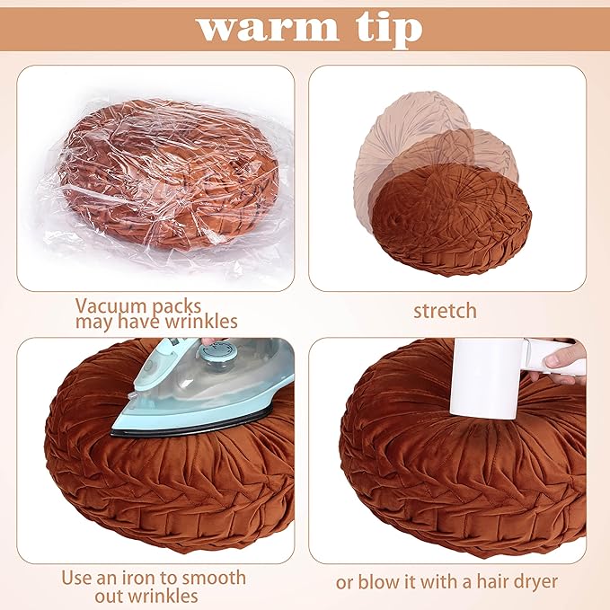 Yerliker 6 Pcs Floor Pillow Cushions 15inch Round Velvet Throw Pillows Colorful Flexible Cushions Alternative Pillows for Couch Chair Living Room Bedroom Home Office Decor(Fall Color)