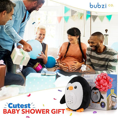 Bubzi Co Sound Machine, Portable Penguin Soother & Night Light Projector, Comforting Electronic Infant Toddler Sleep Aid & Shush with White Noise