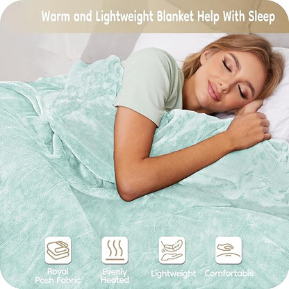 Electric Heated Blanket Full Size 72"×84", Breathable & Luxurious Flannel, Soft Warm Gift with Over-Heat Protection, 4 Heating Levels & 10 H Auto Shut Off, Machine Washable, Lighg Green