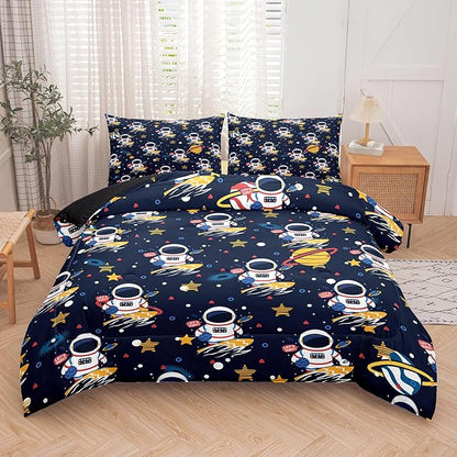 Tailor Shop Space Boys Comforter Sets Full Size,Space Bedding Sets for Boys Kids Galaxy Comforter Teens with 1 Pillowcase……