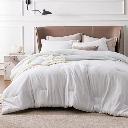 Bedsure Oversized King Comforter Set - Grayish White Soft Bedding for All Seasons, Cationic Dyed Bed Set, 3 Pieces, 1 Oversized King Size Comforter (120"x98") and 2 Pillow Shams (20"x36"+2")