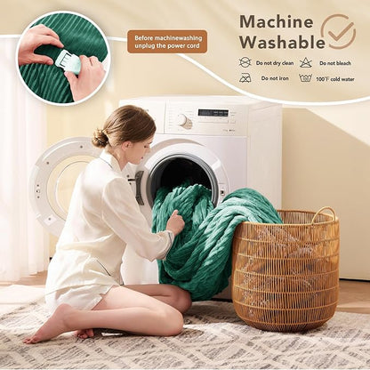 Homemate Electric Heated Blanket Twin Size - 62"x84" Heating Blanket Twin Size 1/2/4/6/8 Hours Auto-Off 10 Heat Level Over-Heat Protection Soft Flannel Sherpa ETL Certification