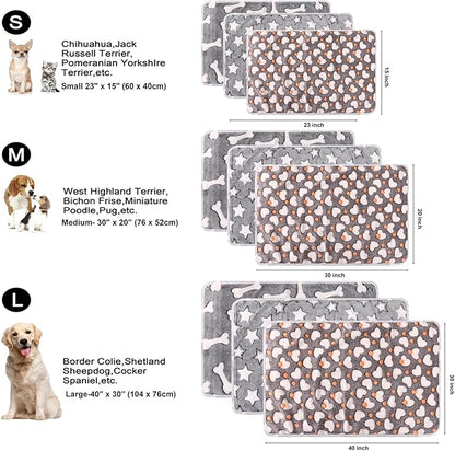 3 Pack Cat and Dog Blanket Soft & Warm Fleece Flannel Pet Blanket, Great Pet Throw Sleep Mat for Puppy Cats Small Dogs Cute Star/Love/Bone (Small 23" x 15")