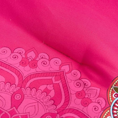 Wake In Cloud - Bohemian Comforter Set, Boho Chic Ornate Floral Elements Pattern Printed for Men Women, Soft Lightweight Bedding, 3 Pieces, Fuchsia Blue, King Size