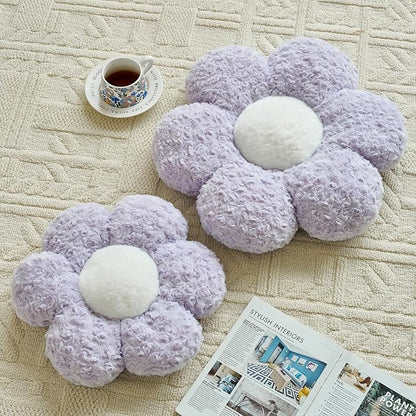 Flower Pillows, Decorative Throw Pillow with Soft Plush for Couch, Flower Shaped Pillow Home Decor Daisy Pillow for Bed (Lavender Purple, 14.9 Inches)