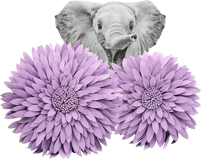 Contempo Lifestyles 3D Daisy Flower Decorative Pillow - Design Patented, Shaped for Couch & Bed (18" Flower, 16" With Insert, Solid Lilac)