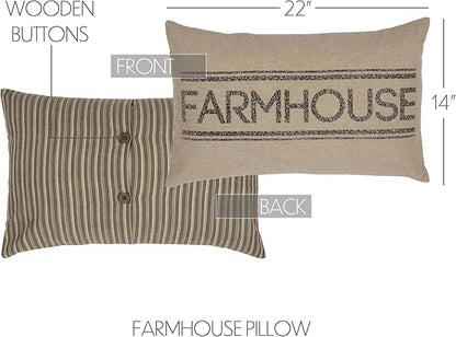 VHC Brands Sawyer Mill™ Charcoal Farmhouse Decor Bedding Cotton Text Rectangle Throw Pillow Cover w/Insert