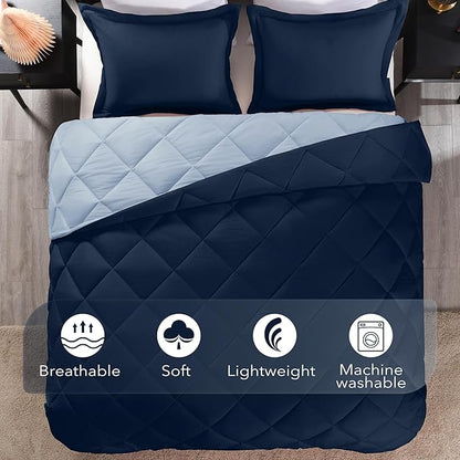 downluxe California King Comforter Set - Blue and Sapphire Cal King Comforter Set, Soft Bedding Sets for All Seasons - 3 Pieces - 1 Comforter (104"x96") and 2 Pillow Shams(20"x36")