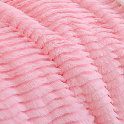 YIKUSH Full Comforter Set Fluffy Pink Full Size Bed Set Faux Rabbit Fur Fluffy Shaggy Furry Winter Bedding Ultra Soft Plush and Warm All Season 1 Comforter with 2 Pillow Cases (Full, Pink)