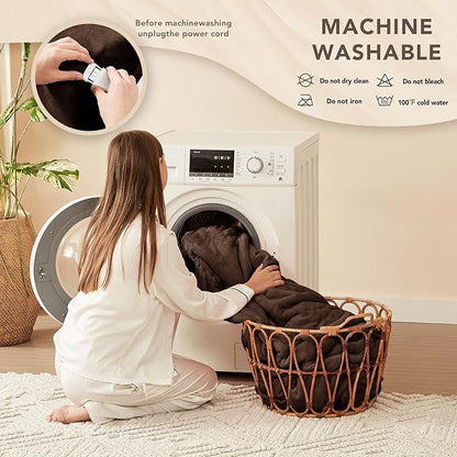 Homemate Electric Heated Blanket Full Size - 72"x84" Heating Blanket Full Size 1/2/4/6/8 Hours Auto-Off 10 Heat Level Over-Heat Protection Flannel Sherpa ETL Certification