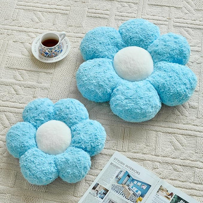 Flower Pillows, Decorative Throw Pillow with Soft Plush for Couch, Flower Shaped Pillow Home Decor Daisy Pillow for Bed (Blue, 14.9 Inches)