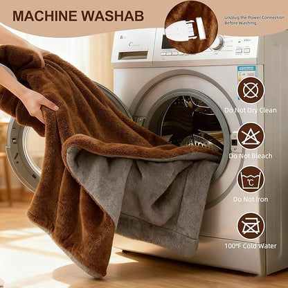 Electric Heated Blanket King Size 90''x100'', Soft Dual-Sided Flannel with Dual Control, 12 Heat Settings, 12H Timer, ETL FCC Certified, Overheat Protection, Machine Washable