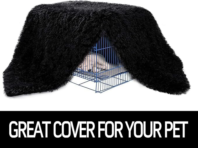 LOCHAS Luxury Fluffy Dog Blanket, Extra Soft and Warm Sherpa Fleece Pet Blankets for Dogs Cats, Plush Furry Faux Fur Puppy Throw Cover, 30''x40'' Black