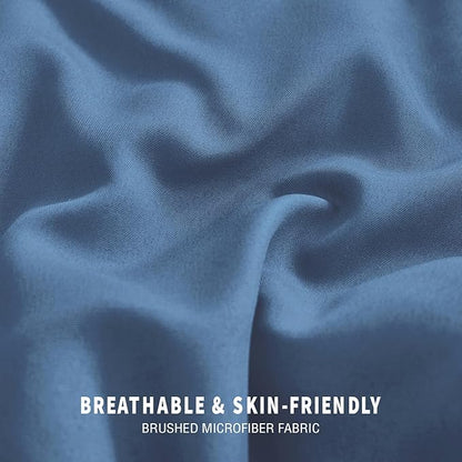Exclusivo Mezcla Lightweight Reversible Full Queen Size Comforter Set, Down Alternative Comforter with 2 Pillow Sham, Full Queen Size Bedding Set for All Seasons, Bluish Grey