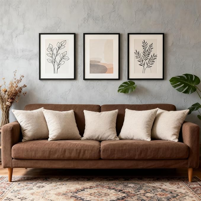 Decorative Couch Pillow Covers SofaThrow pillows with inserts included Bohemian-Style Country Cushion Cover Suitable for Beds, Sofas, Living Rooms, and Home Decor 2pack 18X18 inch.(Light Linen)