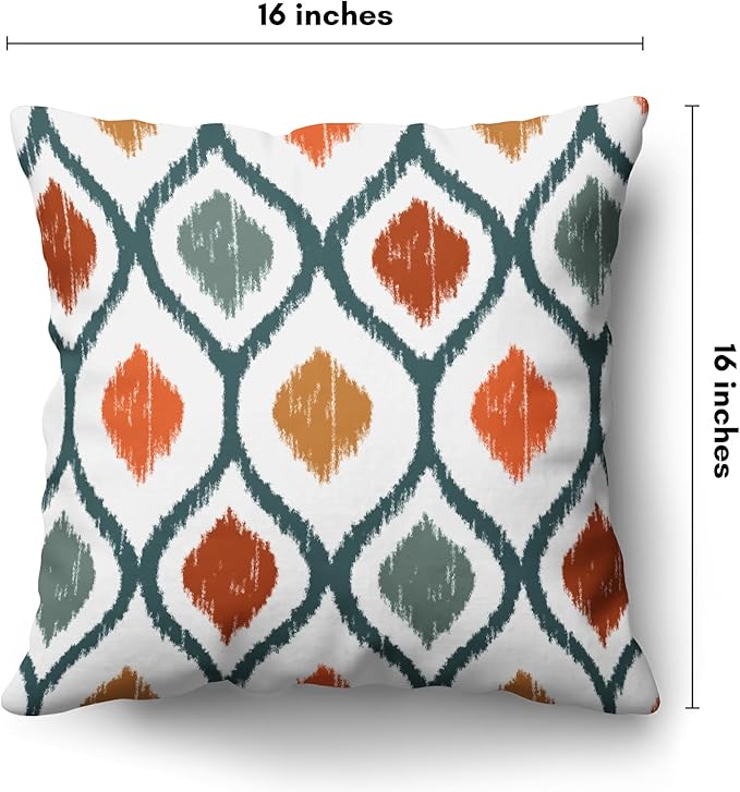 Americanflat 16x16 Throw Pillow with Sewn-in Insert - All-in-One Decorative Pillows - No Cover Needed - Soft and Durable Cushion for Bed or Sofa - Polyester - Deep Teal, Orange, Yellow and White