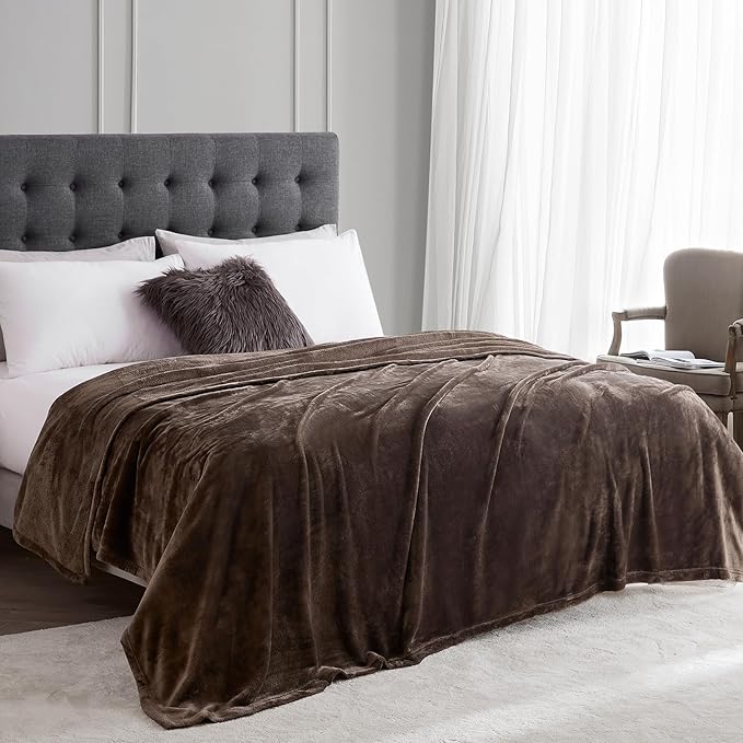 Hansleep Fleece Brown Throw Blanket, Super Soft Blanket Flannel Fuzzy Plush Cozy Blanket for All Seasons, Brown, Throw 50x60 Inches