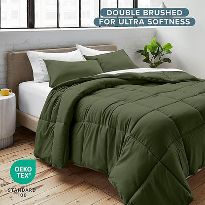 Bare Home Comforter Set - Queen Size - Ultra-Soft - Goose Down Alternative - Premium 1800 Series - All Season Warmth (Queen, Cypress Green)