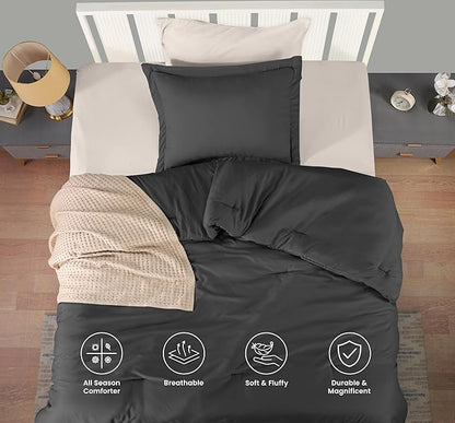 Twin Comforter Set 2 Piece Grey by Utopia Bedding, Comforters Twin Size, Bedding Comforters Sets, Down Alternative Soft Bed Set, 1 Comforter (64 x 88 inches) 1 Pillow Shams (20 x 26 inches)"