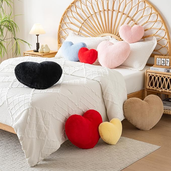 Xiashrk Heart Pillow, Heart Shaped Pillow for Bed Couch, Soft Decorative Heart Throw Pillow, Cute Decorate Pillows, Heart Pillows for Bedroom Living Room (Blue, Mini 12.9"x9.8")