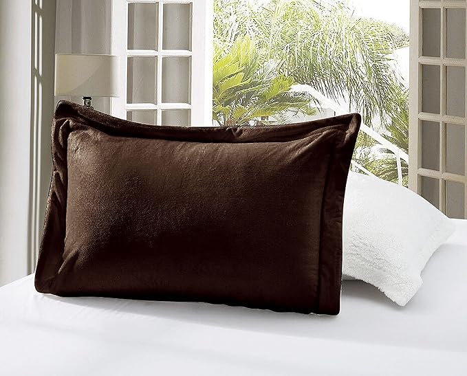 Elegant Comfort Super Soft Sherpa Comforter 2-Piece Set Premium Quality, Heavy Weight Reversible Down Alternative Micro-Suede, Sherpa Comforter, Twin XL, Espresso Brown
