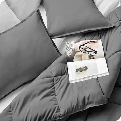 Bare Home Comforter Set - Oversized Queen Size - Ultra-Soft - Goose Down Alternative - Premium 1800 Series - All Season Warmth (Oversized Queen, Forged Iron Grey)