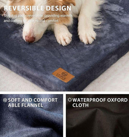 Dog Bed for Small Dogs - Puppy Dog Crate Pad with Removable Washable Cover and Waterproof Lining - Memory Foam Dogs Kennel Mat - Reversible Pet Bed (Cool & Warm), 24 x 18, Dark Grey