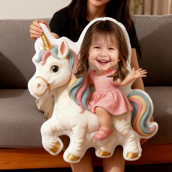 LOVELYPOD Personalized Kid Unicorn Pillow, Little Girl Pillow, Custom Unicorn Girl Pillows, for Kids, Kids Birthday Gifts