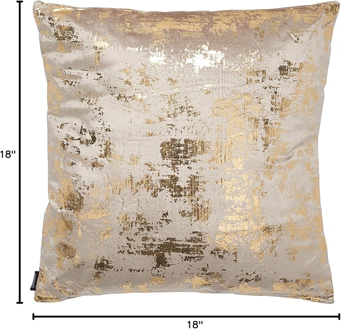 SAFAVIEH Home Collection Edmee Metallic Beige/Gold 18-inch Square Decorative Accent Throw Pillow with Insert