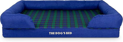 The Dog’s Bed Orthopedic Memory Foam Dog Bed with Bolsters, Oxford Fabric, Black Watch Tartan, XL