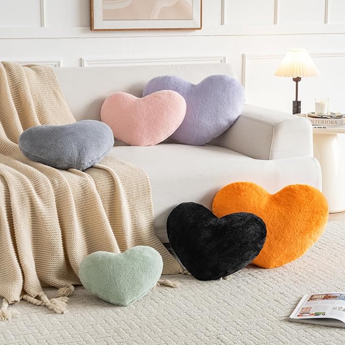 Xiashrk Heart Pillow, Heart Shaped Pillow for Bed Couch, Soft Decorative Heart Throw Pillow, Cute Decorate Pillows, Heart Pillows for Bedroom Living Room (Light Grey, Large 19.6"x15.7")