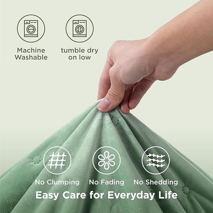 Bedsure Velvet Fleece Comforter Set Queen, Sage Green Lightweight Quilted Bedding Set, Soft Warm Blanket for All Season, 3 Pieces, 1 Comforter (90" x 90") and 2 Pillow Shams (20" x 26")