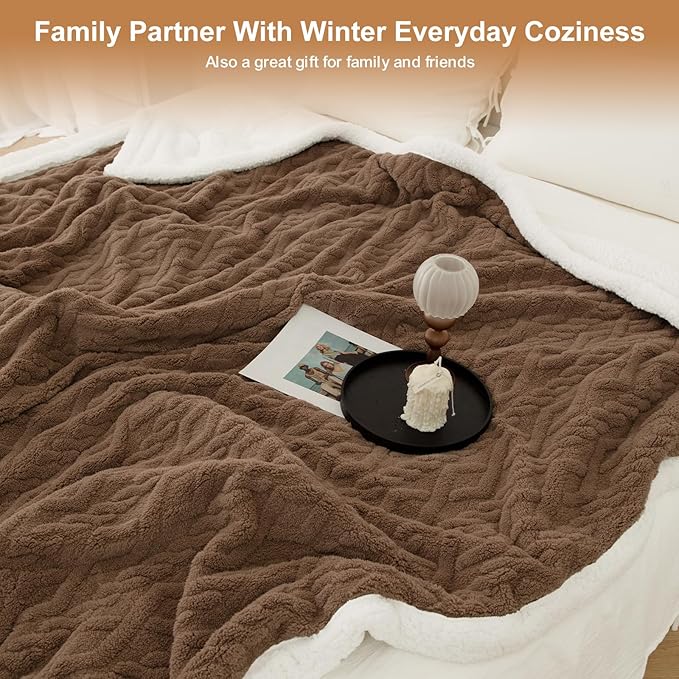 Full Size Heated Blanket 72"X84" Brown - Soft Thick Warm Sherpa Electric Blanket with 6 Fast Heating Levels & 10hrs LED Timer Auto Off for Women, Washable & ETL Certified for Bed Couch