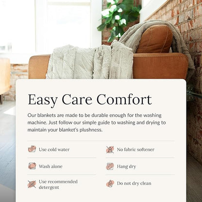 Minky Couture Sorbet Blanket - Ultra-Soft Throw for Silky Smooth Comfort - Premium Decorative Throw - Midweight, Breathable Fabric - Machine Washable Travel, Tranquil Dove
