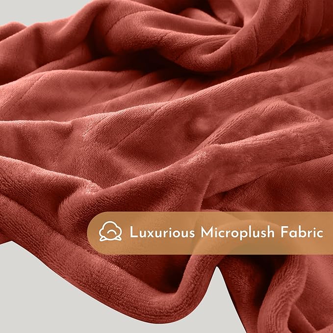 Electric Heated Blanket 84"x90" Queen Size Flannel Heated Blanket, Cozy & Warm for All Night, 5 Heat Settings & 10 Hours Auto Off, Machine Washable, Brick Red
